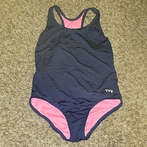 Professional Bathing suit/swim team TYR Sz L (10/12) Navy/pink